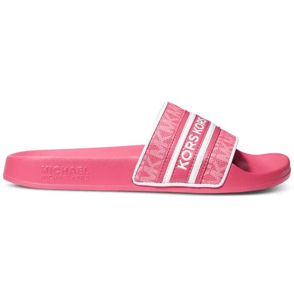 Michael Kors Gilmore Slides Rubin Red Pink MK Logo Women's Size 9 New In Box - Picture 4 of 6